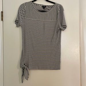 Talbots short sleeve black and white striped top.